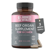 Load image into Gallery viewer, Beef Organ Supplement for Women | Ovary, Uterus &amp; Reproductive Nourishment + Liver, Kidney &amp; Heart for Cycle Harmony, Mood Ease &amp; Feminine Energy | 90 Day Supply