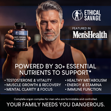Load image into Gallery viewer, Beef Organ Supplement for Men | Grass-Fed Testicle, Blood, Liver, Heart &amp; Bone Marrow | Primal Energy, Stamina &amp; Daily Performance | 90-Day Supply