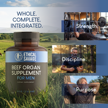 Load image into Gallery viewer, Beef Organ Supplement for Men | Grass-Fed Testicle, Blood, Liver, Heart &amp; Bone Marrow | Primal Energy, Stamina &amp; Daily Performance | 90-Day Supply