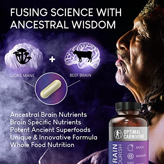 Optimal Carnivore Lions Mane Mushroom Supplement & Beef Brain, Powerfu ...